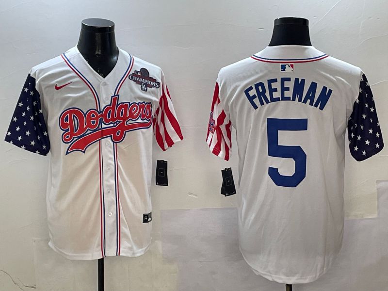 Men Los Angeles Dodgers #5 Freeman White a generation of national flags Joint name 2025 Nike MLB Jersey style 4
